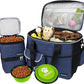 PetAmi Dog Travel Bag - Travel Pet Organizer with Food Container and Bowls, Perfect for Weekend Camping, Navy, Large