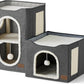 Bedsure 2 Story Cat House - Cat Condos for Indoor Cats with Scratch Pad and Fluffy Ball Hanging, Small Pet Cave Furniture Hideaway for Multi Pets, 18x14x23 inches, Dark Grey