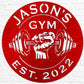 Custom Metal Dumbbell Gym Name Sign, Weightlifting Workout Room Wall Art, Personalized Home Gym Sign, Custom Gym Decor, Workout Garage