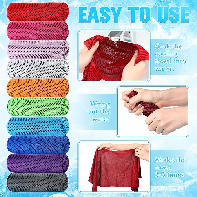 Maitys 500 Pack Cooling Towels for Neck and Face Bulk, 32 x 12 Inch Microfiber Ice Chilly Cold Sports Towel Breathable Workout Rags for Hot Weather Gym Yoga Golf Beach Running