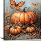 Fall Pumpkin Pictures Wall Art, Rustic Thanksgiving Bathroom Wall Decor, Farmhouse Autumn Butterfly Framed Painting Canvas Artwork for Harvest Gift Bedroom Living Room Decorations 20"L x 16"W