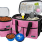 PetAmi Dog Travel Bag, Travel Pet Bag Organizer, Dog Food Travel Bag with Food Container and Bowls, Dog Travel Supplies Gift Accessories for Weekend Camping, Dog Cat Diaper Bag (Pink, Medium)