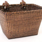 Retrospec Bicycles Cane Woven Rectangular Toto Basket with Authentic Leather Straps and Brass Buckles