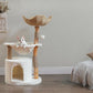 Modern Cat Tree for Large Cats, Wood Cat Tower for Indoor Cats, Real Branch Luxury Cat Furniture with Super Large Cozy Condo and Hammock & Scratching Post, Top Basket, White