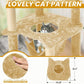 55 Inch Large Cat Tree Tower for Indoor Cats with Hammock Green Leaves Sisal Scratching Post, Plush Hang Ball Play Furniture for Kittens & Adult Cats, New Beige