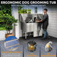 KANIS Professional Dog Washing Station - 304 Stainless Steel Pet Wash Sink & Grooming Bath Tub for Home with Ramp, Shower, Floor Grate, Storage Drawer, Faucet, Drain Kit for Large, Medium & Small Pets