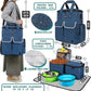 PetAmi Dog Travel Bag Pet Supplies Accessories Organizer for Traveling, Camping, Weekend; Cat Pet Travel Bag Kit Includes 2 Food Storage Containers, 2 Collapsible Bowls, 1 Feeding Mat (Navy Blue)