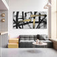 Abstract Living Room Wall Art - Large Black and White Gold Abstract Lines Bedroom Wall Decor Ink Dancing Canvas Prints Paintings for Dining Room Office Room Home Decor 29x58IN