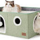 Bedsure Large Cat Beds for Indoor Cats - Extra Wide Cat Cube House for Small Pet with Fluffy Ball Hanging and Scratch Pad, Foldable Pet Cave Hideaway for Multiple Cats, 23.6x16.9x13 inches, Green