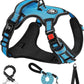 NESTROAD No Pull Dog Harness,Adjustable Oxford Dog Vest Harness with Leash,Reflective No-Choke Pet Harness with Easy Control Soft Handle for Large Dogs(X-Large,Blue)