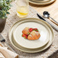GBHOME Ceramic Dinnerware Sets for 4, 12 Pieces Stoneware Plates and Bowls Sets, Scratch Resistant Dishes, Dishwasher & Microwave Safe, Reactive Glaze-Vanilla color