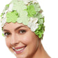 BEEMO Floral Petal Ladies Bathing Swim Cap Women Retro Swim Hat Long/Short Hair