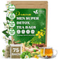 FreshDrinkUS, Premium 75 Tea Bags Men Super Detox Tea – Herbal Blend with Senna, Dandelion Root, Ginger, Peppermint & More – 100% Natural, Sugar-Free. Caffeine-Free. Gluten-Free. Vegan