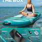 Feelfire11'x34” Extra Wide Inflatable Paddleboard, Stand-up Paddle Board for Adults, 420lb Capacity for Yoga/Fishing/Family, EVA Deck, US Fin, High-Pressure Pump, Storage Backpack, Safety Leash