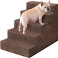 EHEYCIGA Dog Stairs for High Bed 25" H, 5-Step Extra Wide Dog Steps for Bed, Pet Steps for Small Dogs and Cats, Non-Slip Balanced Pet Ramp Indoor, Brown
