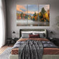 Nature Wall Art Prints - Ocean Forest Mountain Lake Canvas Landscapes - Small to Extra Large Living Room Bedroom Kitchen Bathroom Décor (Misty Fall Reflection, 39L" x 59W" - 3 Panels)