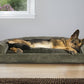 Furhaven Pillow Dog Bed for Large Dogs w/ Removable Bolsters & Washable Cover - Faux Fur & Velvet Sofa - Dark Sage, Jumbo/XL