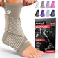 Sleeve Stars Ankle Brace for Women & Men, Ankle Wrap for Sprained Ankle, Compression Sleeve for Plantar Fasciitis Relief, Easy Customizable Support: w/Removable Strap (Single/L:12"-13"/Beige)