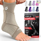 Sleeve Stars Ankle Brace for Women & Men, Ankle Wrap for Sprain, Compression Sleeve for Plantar Fasciitis Relief, Easy Customizable Support: w/ Removable Strap (Pair/M:10"-12"/Beige)