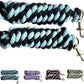 Majestic Ally Pack of 2 Solid Cotton Lead Rope for Horses & Livestock – 10 Foot Long and 5/8 inch Thick - Replaceable Heavy-Duty Satin Bolt Snap – Handmade – Soft, Broken in Feel (Sky Blue - Black)