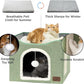 Bedsure Cat Beds for Indoor Cats - Large Cat Cave for Pet Cat House with Fluffy Ball Hanging and Scratch Pad, Foldable Cat Hideaway, 16.5x16.5x13 inches, Green