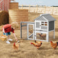 Rabbit Hutch 2-Tier, Small Wooden Chicken Coop for Outdoor Use - Weatherproof Small Animal Hutch with Non-Slip Ramp, 4 Access Doors & Removable Tray for Rabbits, Guinea Pigs, Ferrets (Indoor/Outdoor)
