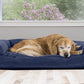 Furhaven Pillow Dog Bed for Large Dogs w/ Removable Bolsters & Washable Cover - Quilted Sofa - Navy (Blue), Jumbo/XL