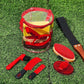 9 Pieces Horse Grooming Kit Tack Room Supplies Set with Organizer Tote Bag, Oval Massage Curry, Hard and Soft Brush, Hoof Pick, Sweat Scraper, Bathing Sponge, Combs for Horse Riders Beginners (Red)