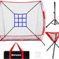 6x6ft Portable Baseball & Softball Net for Hitting，Pitching, Batting and Throwing, with Sturdy Bow Frame,Batting Tee, Ball Caddy and Strike Zone, Middel Size, Great for Kids!