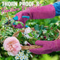 HANDLANDY Ladies Leather Gardening Gloves, Thorn Proof Women Rose Pruning Garden Yard Glove, Heavy Duty Long Sleeve Gloves (Medium, Rosy)