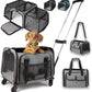 Pet Carrier with Wheels | United Delta American Frontier Airline Approved | Two Expandable Sides, Storage Pockets Adjustable Leash | Rolling Dog and Cat Carrier TSA Compliant (Grey)