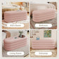 Storage Ottoman Bench 49.2 Inch Upholstered Fabric Storage Bench for Bedroom End of Bed Aesthetic Large Oval Ottoman for Living Room Entryway (Pink)