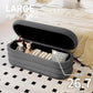 Storage Ottoman Bench 49.2 Inch Upholstered Fabric Storage Bench for Bedroom End of Bed Aesthetic Large Oval Ottoman for Living Room(Grey)