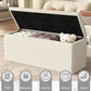 SUN TIME 42" Foldable Velvet Ottoman Bench with Storage，Large Capacity End of Bed Chest, Soft Cushion Seat, Toy & Blanket Organizer, Footrest for Bedroom, Living Room, Entryway, Apartment