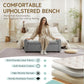 Ottoman with Storage, Tufted Storage Bench for Bedroom, 48" Fabrics End of Bed Bench, Upholstered Entryway Shoe Benches with Rolled Arm & Inner Zipper, Window Ottomans Chest with Rivets, Drak Grey