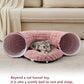 Bubble Cat Tunnel for Indoor Cats, Round Peekaboo Cave Toy with Dangling Balls, Donut Tunnel Bed with Circle Mat for Puppy Kitten Rabbit, Dusty Pink