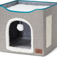 Bedsure Cat Beds for Indoor Cats - Large Cat Cave for Pet Cat House with Fluffy Ball Hanging and Scratch Pad, Foldable Cat Hideaway, 16.5x16.5x13 inches, Grey