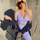 QINSEN Workout Outfits for Women 2 Piece Ribbed Seamless Crop Tank High Waist Yoga Leggings Sets