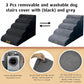 Dog Stairs & Pet Ramp for Small/Large Dogs to High Beds/Couches - 5 Steps 24-inch Height for 18-30 inch Furniture, 2 Washable Covers (Black, Grey), Non-Slip Balanced 33D Design for Old Dogs & Cats
