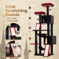 Cat Tree for Indoor Cats, 71'' (180cm) Multi-Level Cat Tower for Large Adult, Gothic Sturdy Cat Tree House with 2 Scratching Boards 7 Posts, 2 Plush Perches/Condos, Hammock, Black GCT032BR