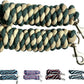 Majestic Ally Pack of 2 Solid Cotton Lead Rope for Horses & Livestock – 10 Foot Long and 5/8 inch Thick - Replaceable Heavy-Duty Satin Bolt Snap – Handmade – Soft, Broken in Feel (Hunter Green -Tan)