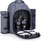 Apollo Walker Picnic Backpack Bag for 2 Person with Cooler Compartment, Detachable Bottle/Wine Holder, Fleece Blanket, Plates and Cutlery Set (2 Person, Navy)