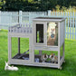 COZIWOW Double Layers Durable 38In Rabbit Hutch Indoor on Wheels, Small Animal Houses Habitat, Rolling Large Bunny Cage Outdoor with Removable Tray, Ramp, Two Story Bunny Cage（Grey with Pattern）