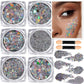 Teenitor Face Glitter, Sliver Body Glitter, Holographic Face and Body Glitter Gel for Women, Rave Glitter for Face, Hair, Eye and Body