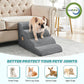 IFNOW Dog Stairs for Small Dogs, 4-Step Sturdy Dog Steps for Bed, Couch, Sofa, Waterproof Pet Stairs for Older Cats, Puppy, Removable Washable Cover, Non-Slip Curved Pet Ramp Indoor, Grey
