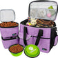 PetAmi Dog Travel Bag, Travel Pet Bag Organizer, Dog Food Travel Bag with Food Container and Bowls, Dog Travel Supplies Gift Accessories for Weekend Camping, Dog Cat Diaper Bag (Purple, Large)