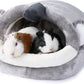 JanYoo Warm Bunny Bed for Rabbits Outdoor Cage Hideout Hut Tent Cave Tunnel Cute House Cotton Washable Winter Gray XLarge