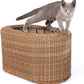Fun Stackable Wicker Cat Hideaway House - Interactive Play Rattan Cat House for Indoor Cats Kitty, Pet Friendly Top/Side House Entry, Cat Bed Enclosed