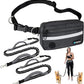 PetAmi Hands Free Dog Leash, Dog Running Leash Belt for Walking Jogging, Dog Waist Zipper Pouch Fanny Pack with Poop Bag Dispenser, Dual Padded Handle Bungee Leash for Small Medium Large Dogs, Double