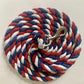 Majestic Ally Pack of 2 Solid Cotton Lead Rope for Horses & Livestock – 10 Foot Long and 5/8 inch Thick - Replaceable Heavy-Duty Satin Bolt Snap – Handmade – Soft, Broken in Feel (Patriotic)
